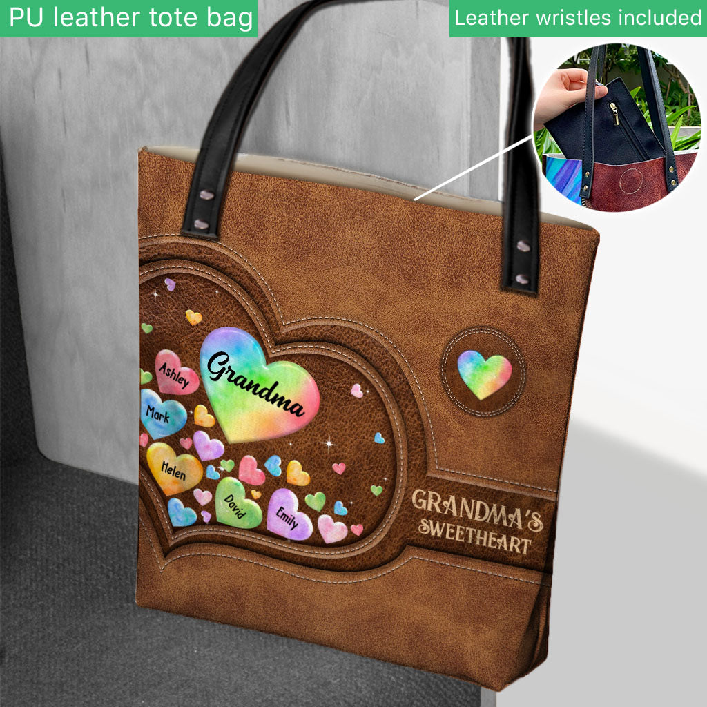 Sac fourre-tout personnalisé « Cœur coloré de grand-mère » - Cadeau pour grand-mère, maman