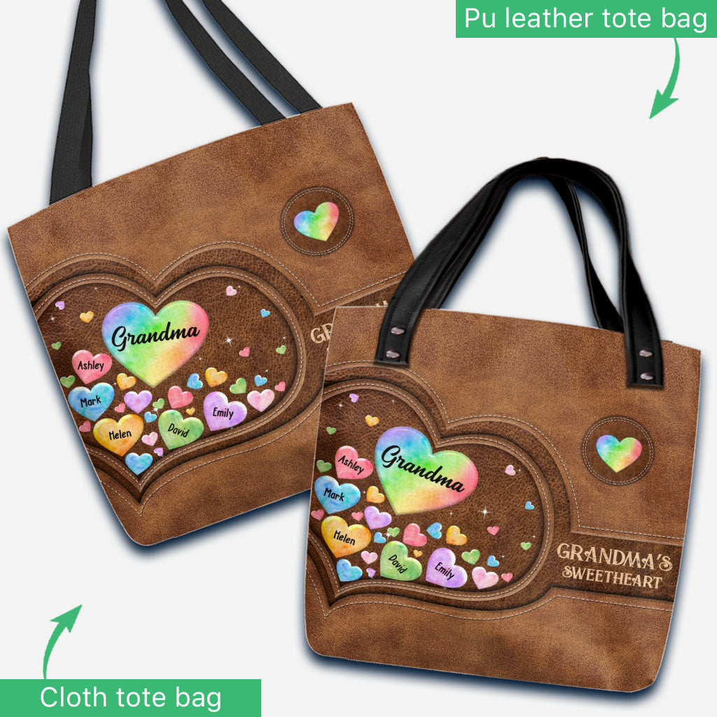 Sac fourre-tout personnalisé « Cœur coloré de grand-mère » - Cadeau pour grand-mère, maman