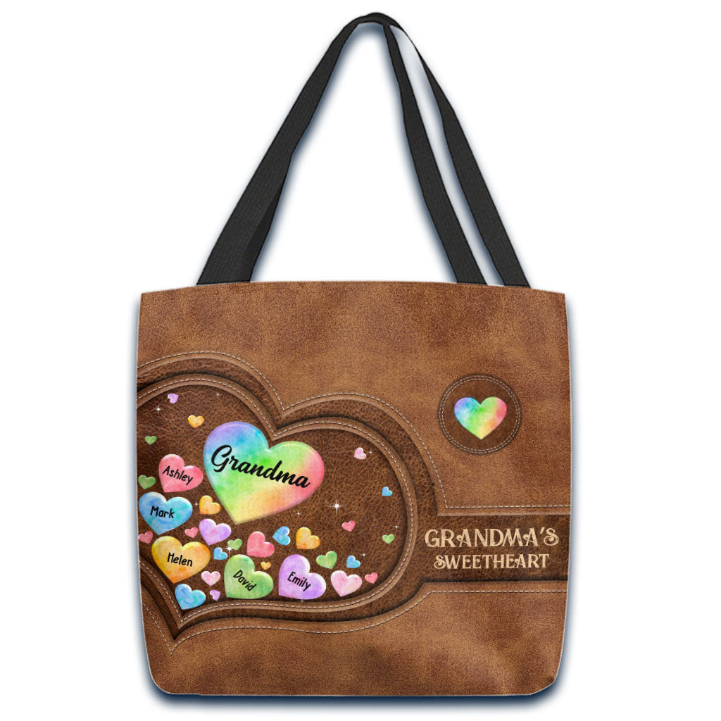 Sac fourre-tout personnalisé « Cœur coloré de grand-mère » - Cadeau pour grand-mère, maman