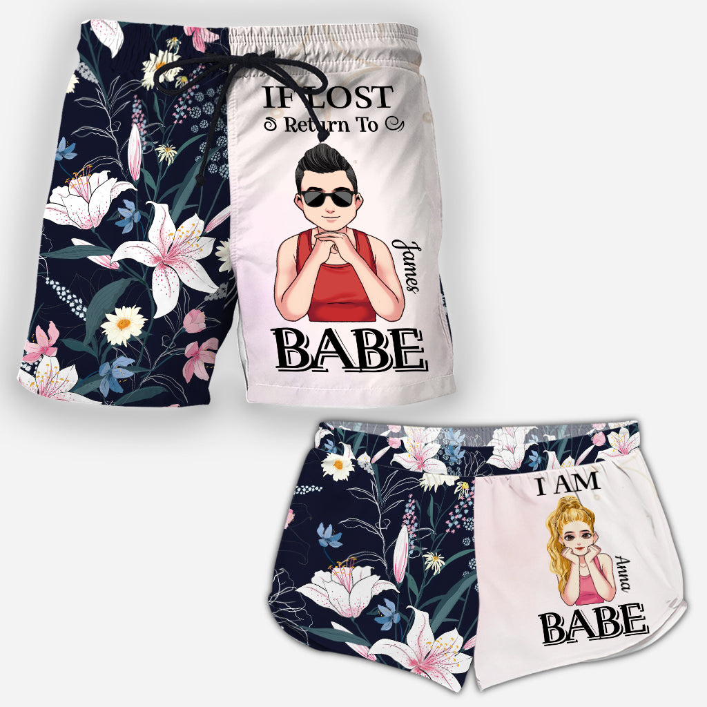 Si perdu, retournez à votre chérie - Shorts personnalisés pour couples homme et femme