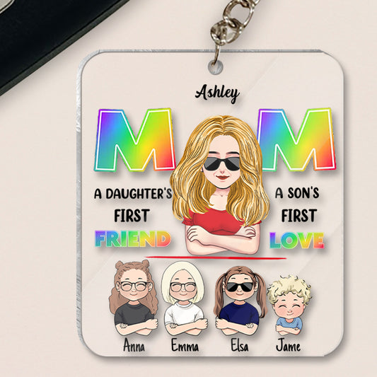 Maman, première amie, premier amour - Porte-clés transparent personnalisé pour maman