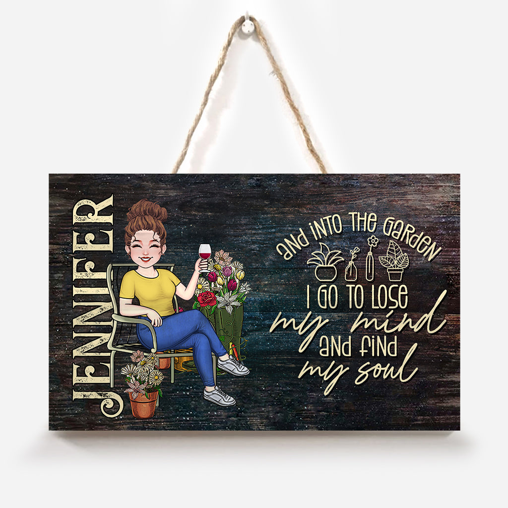 Au jardin je vais - Panneau rectangulaire en bois personnalisé pour le jardinage