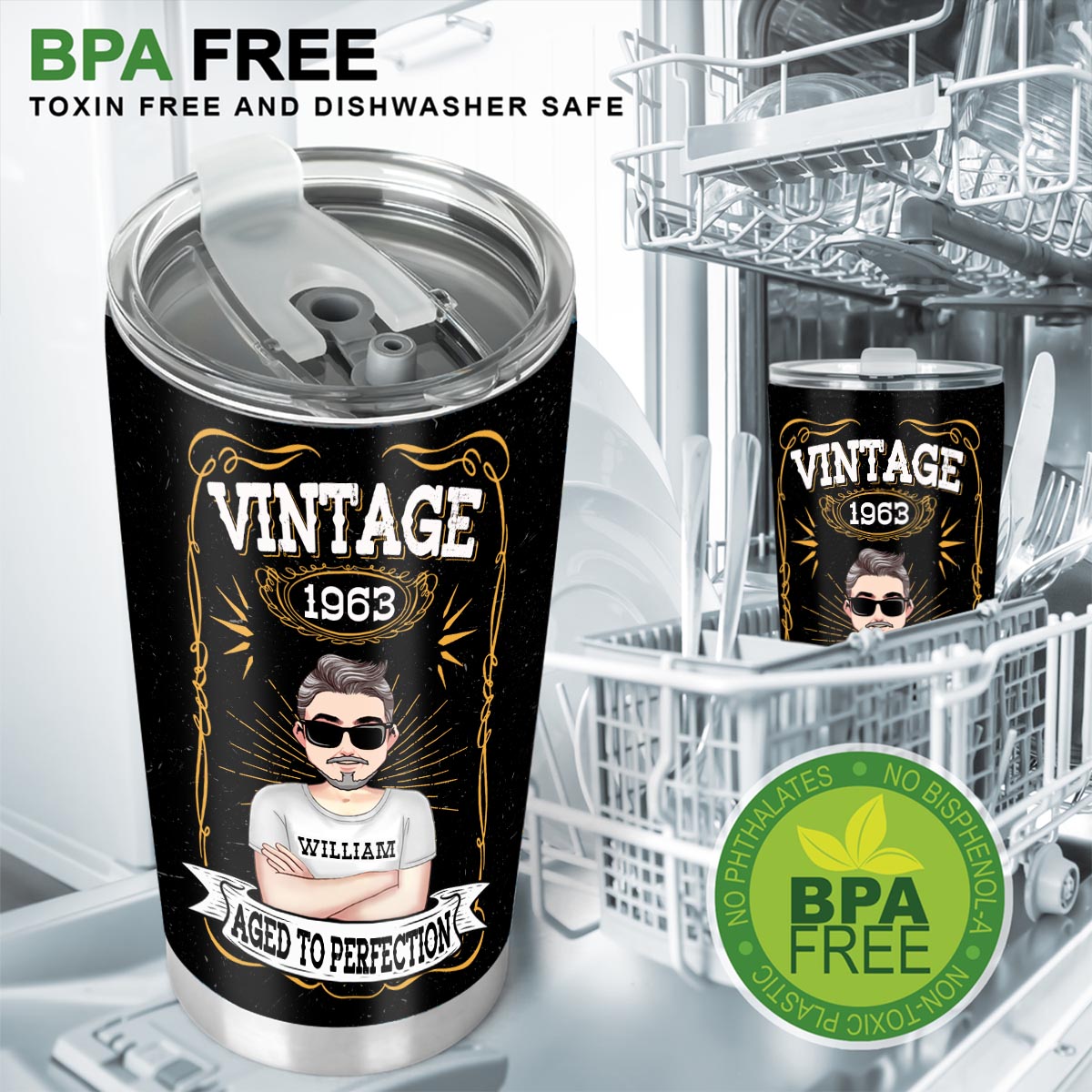 Aged To Perfection - Personalized Birthday Tumbler