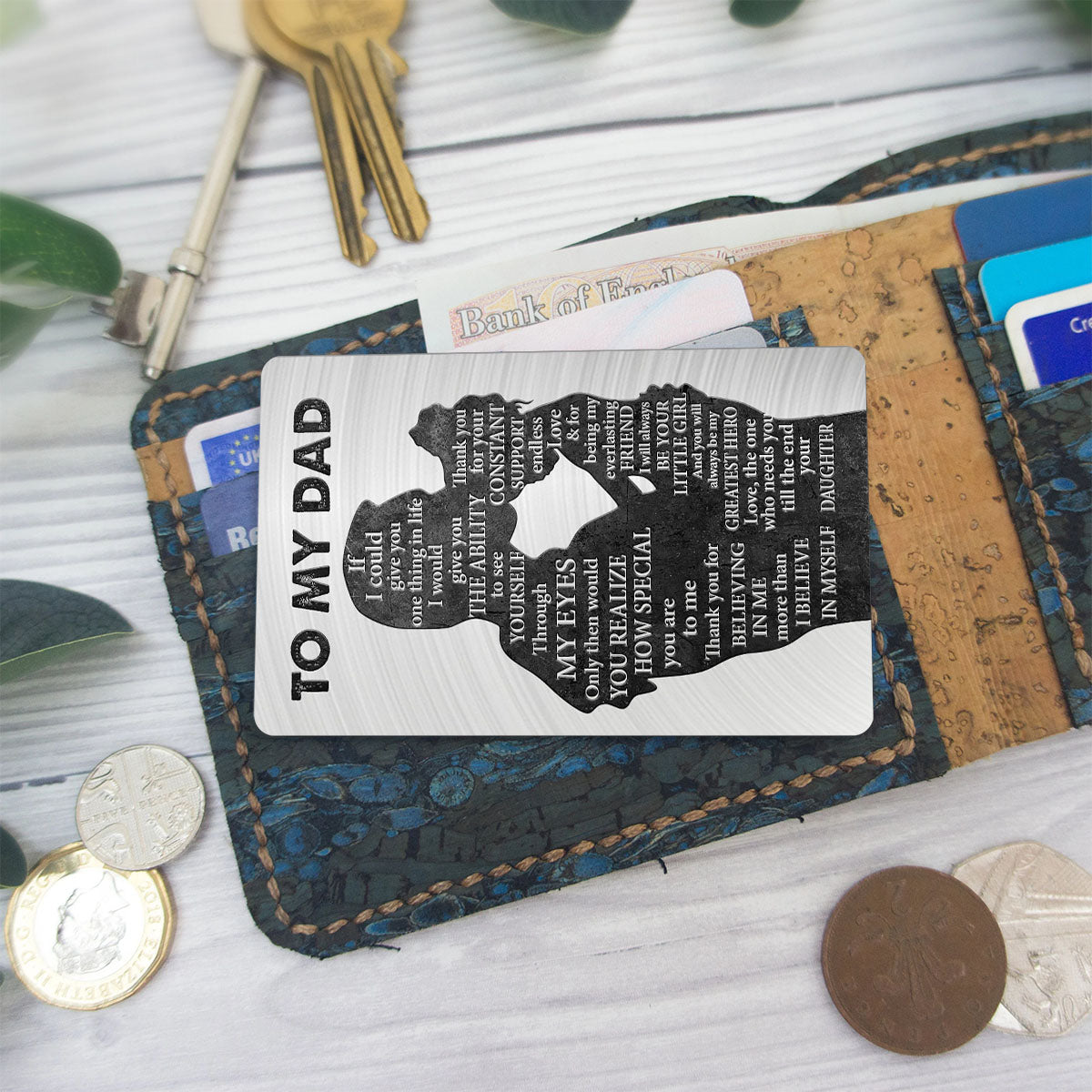 À mon papa - Carte personnalisée à insérer dans le portefeuille.