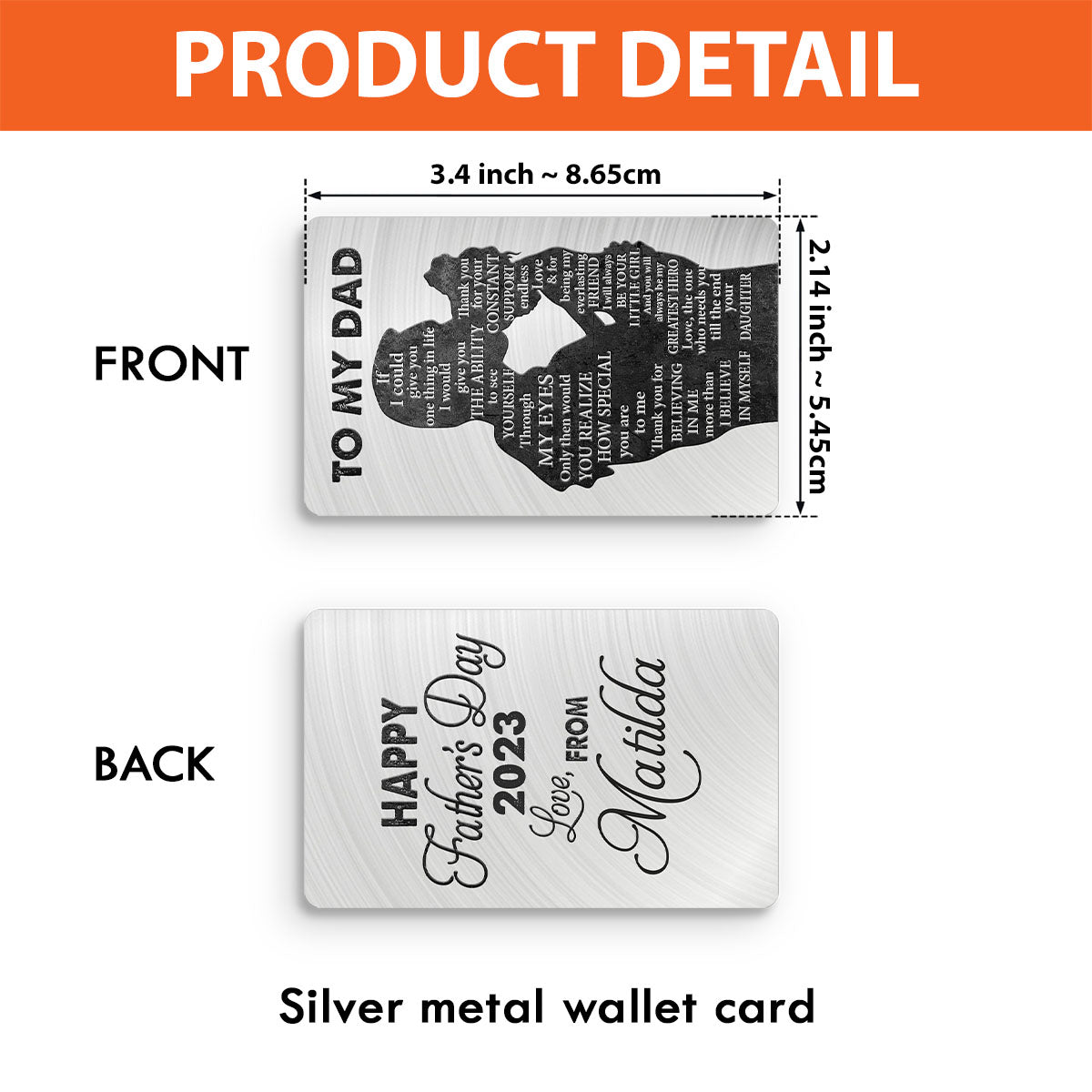 À mon papa - Carte personnalisée à insérer dans le portefeuille.