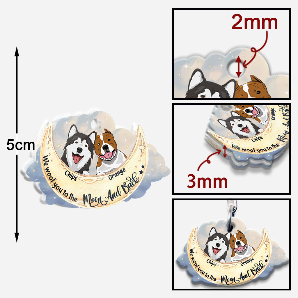 Je t'aime jusqu'à la lune et retour - Porte-clés chien personnalisé (Impression recto verso)