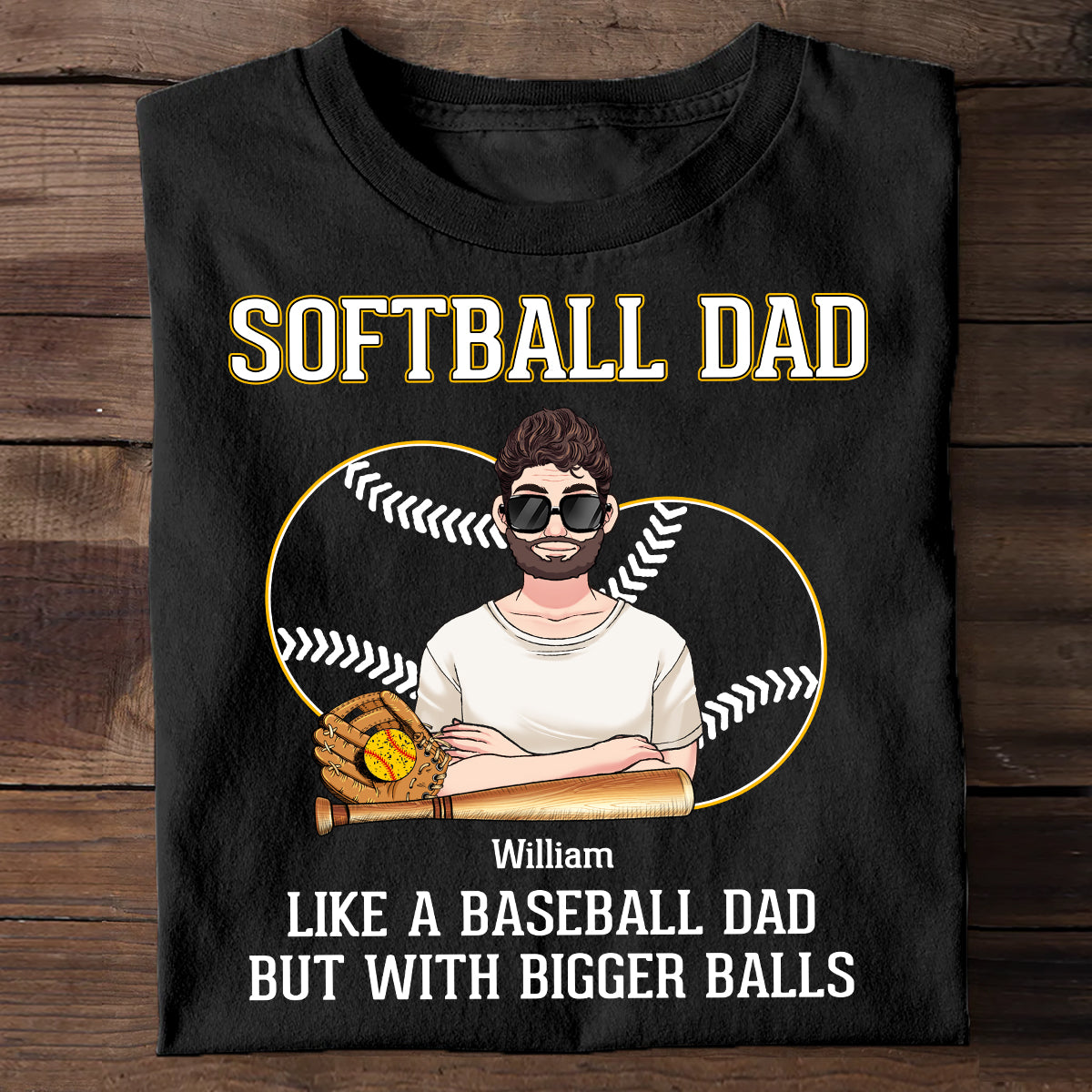 Papa de softball, comme un papa de baseball, mais avec des balles plus grosses ! – T-shirt et sweat à capuche de softball personnalisés