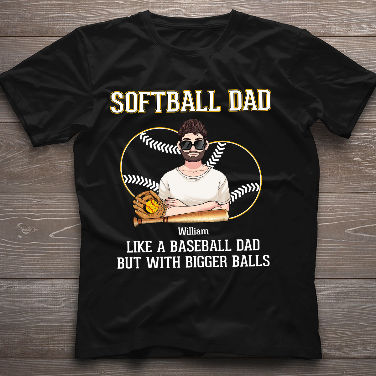Papa de softball, comme un papa de baseball, mais avec des balles plus grosses ! – T-shirt et sweat à capuche de softball personnalisés