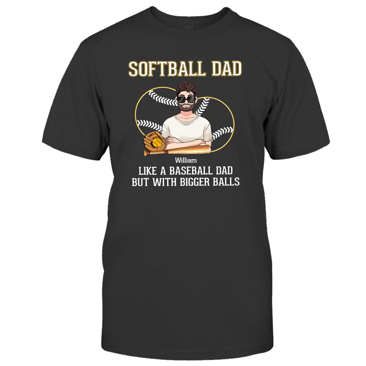 Papa de softball, comme un papa de baseball, mais avec des balles plus grosses ! – T-shirt et sweat à capuche de softball personnalisés
