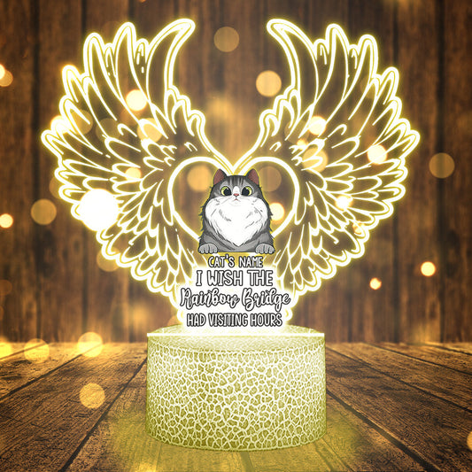 Je te retrouverai au pont arc-en-ciel - Plaque lumineuse personnalisée en forme de chat