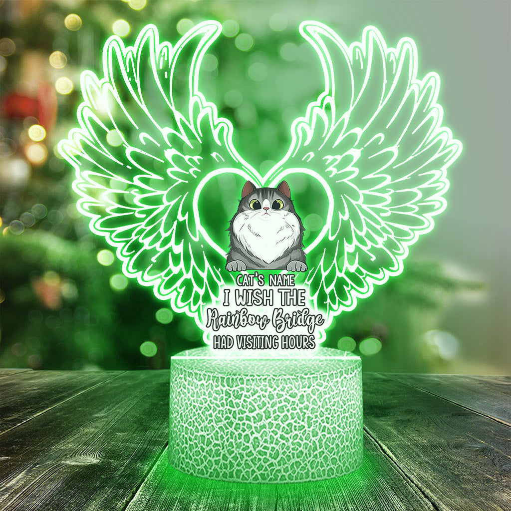 Je te retrouverai au pont arc-en-ciel - Plaque lumineuse personnalisée en forme de chat