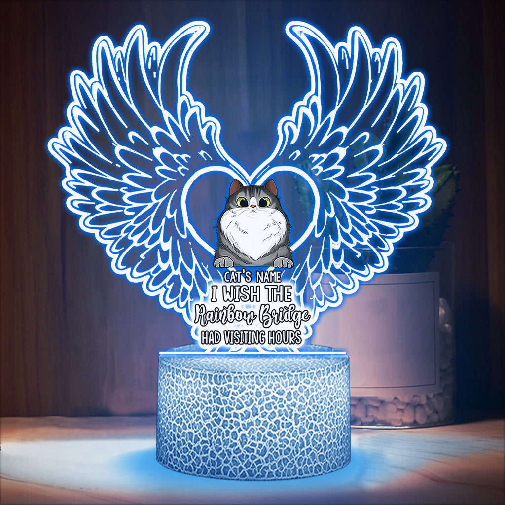 Je te retrouverai au pont arc-en-ciel - Plaque lumineuse personnalisée en forme de chat