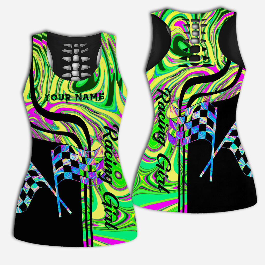 Racing Girl - Personalized Hollow Tank Top and Leggings