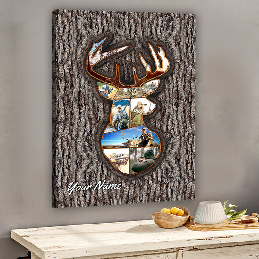 Photo sculptée sur un arbre, souvenir de chasse - Toile et affiche personnalisées sur le thème de la chasse