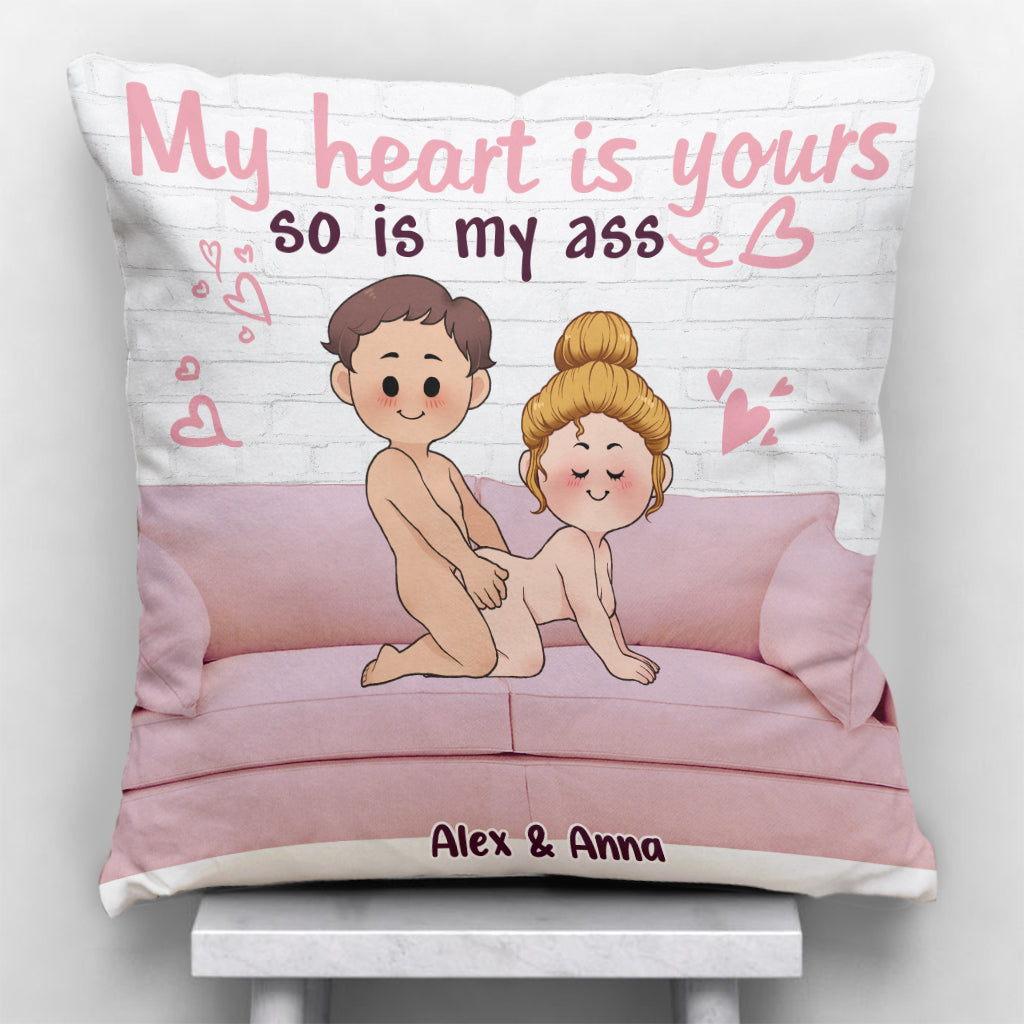 Mon cœur est à toi - Coussin décoratif personnalisé pour couple