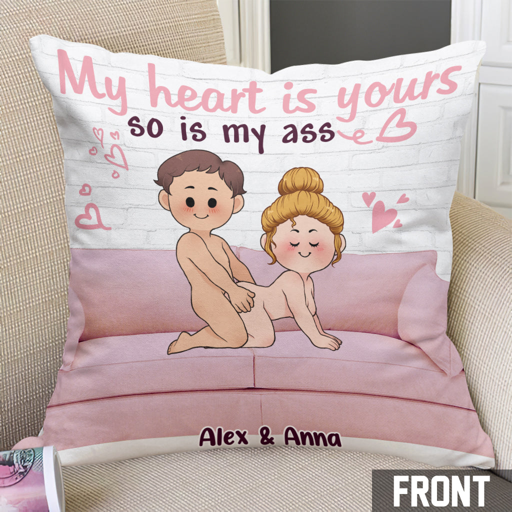 Mon cœur est à toi - Coussin décoratif personnalisé pour couple