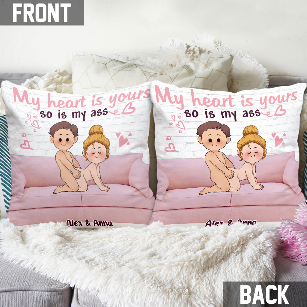 Mon cœur est à toi - Coussin décoratif personnalisé pour couple