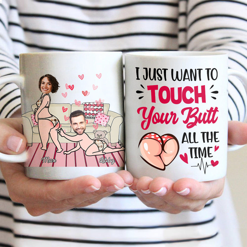 Je veux juste te toucher les fesses - Mug personnalisé pour couple
