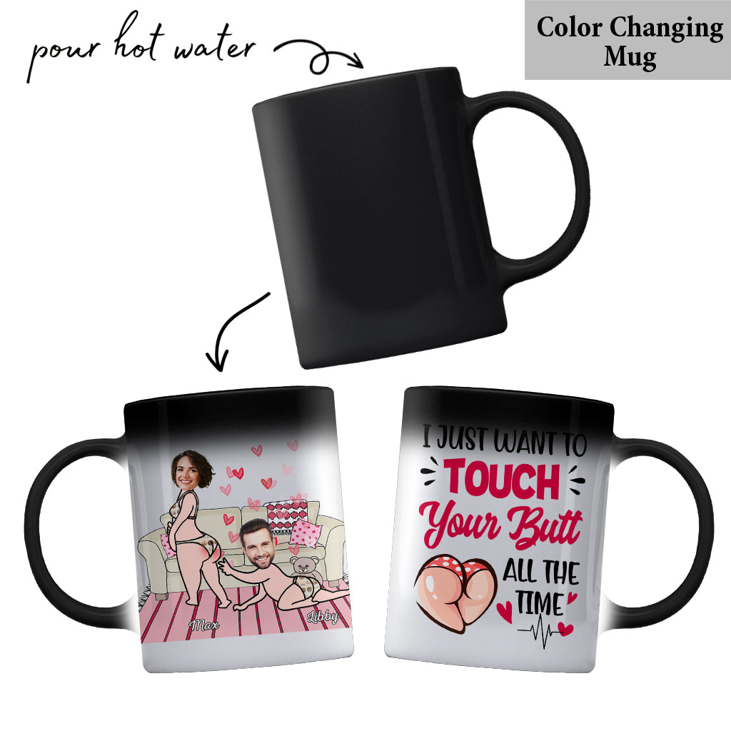 Je veux juste te toucher les fesses - Mug personnalisé pour couple