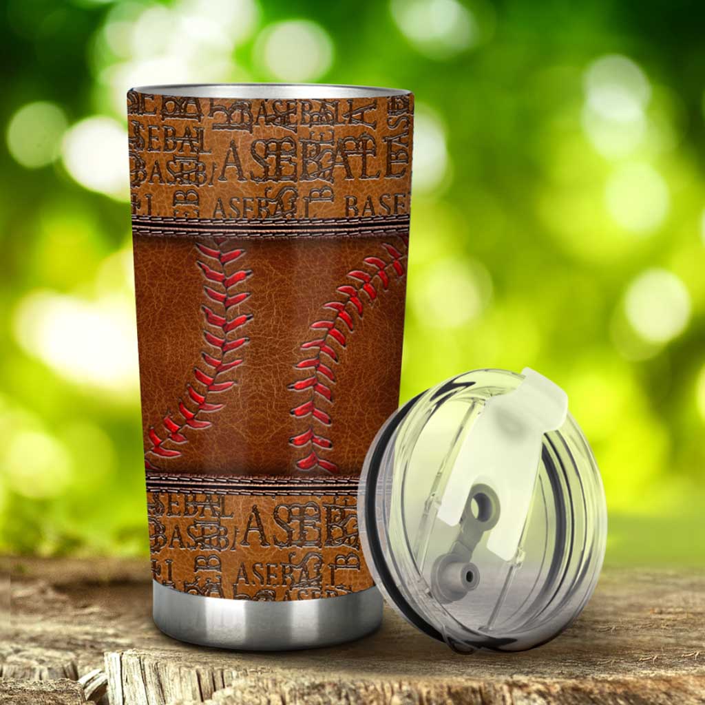 Baseball Printed Leather Pattern Tumbler