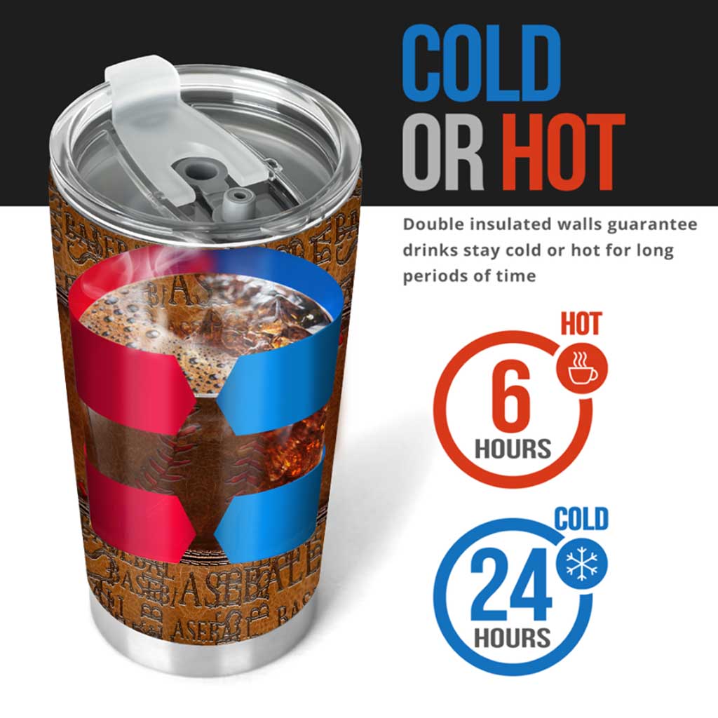 Baseball Printed Leather Pattern Tumbler