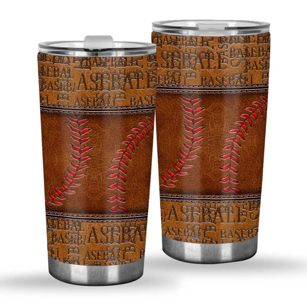 Baseball Printed Leather Pattern Tumbler