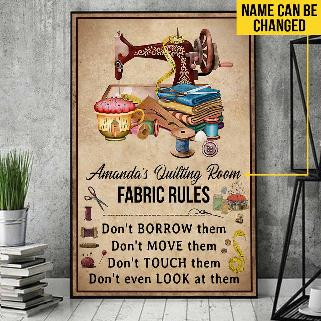 Quilting Room Rules Personalized Poster