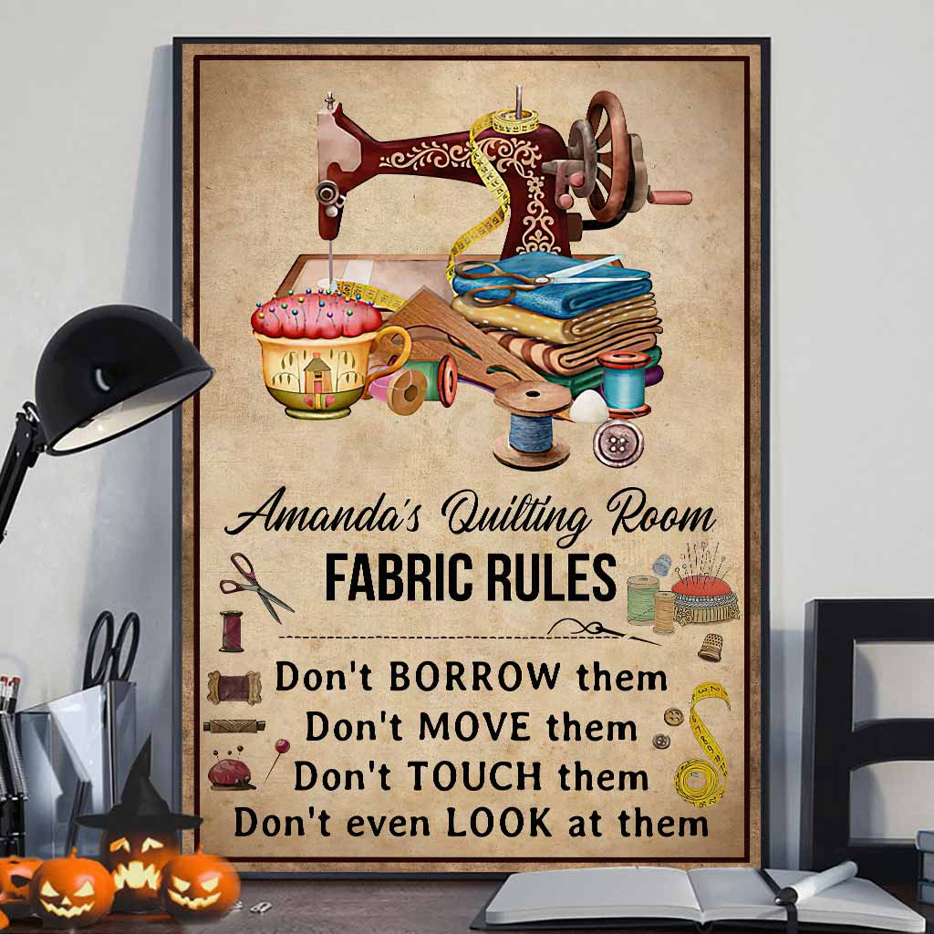 Quilting Room Rules Personalized Poster