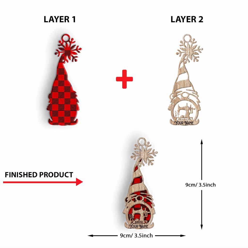 Passionnée de couture - Ornement de Noël personnalisé en bois superposé, inspiré de la couture