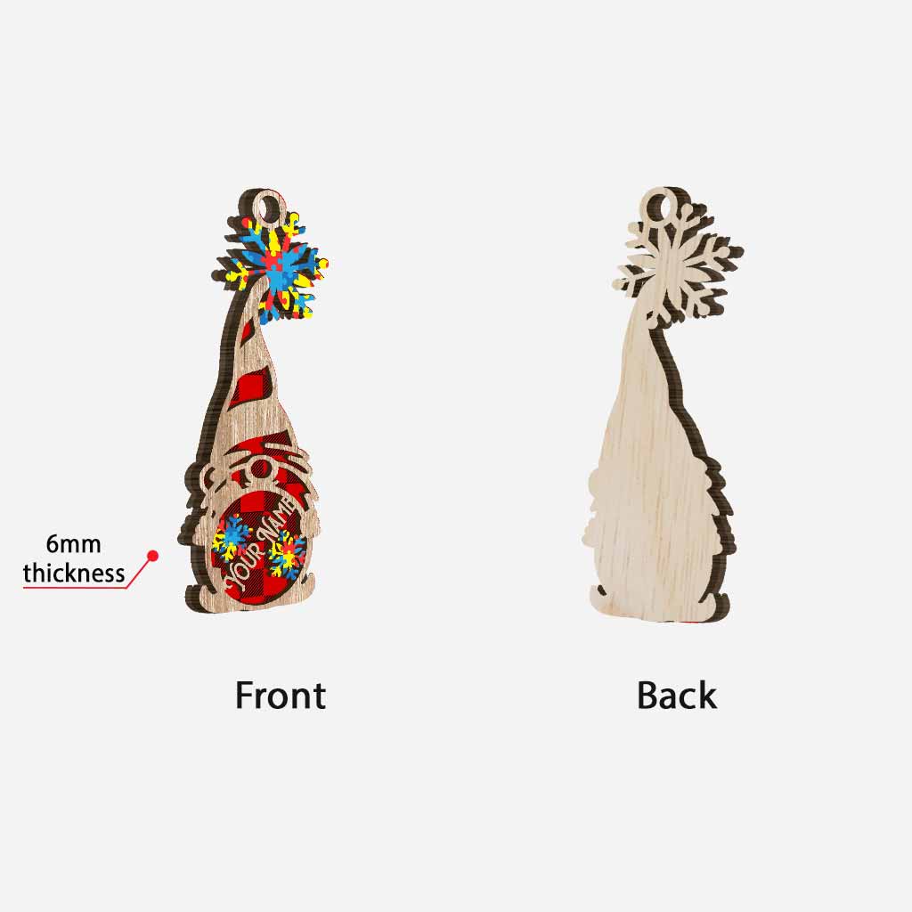 Accepter, comprendre, aimer - Ornement de Noël personnalisé en bois à plusieurs couches pour la sensibilisation à l'autisme