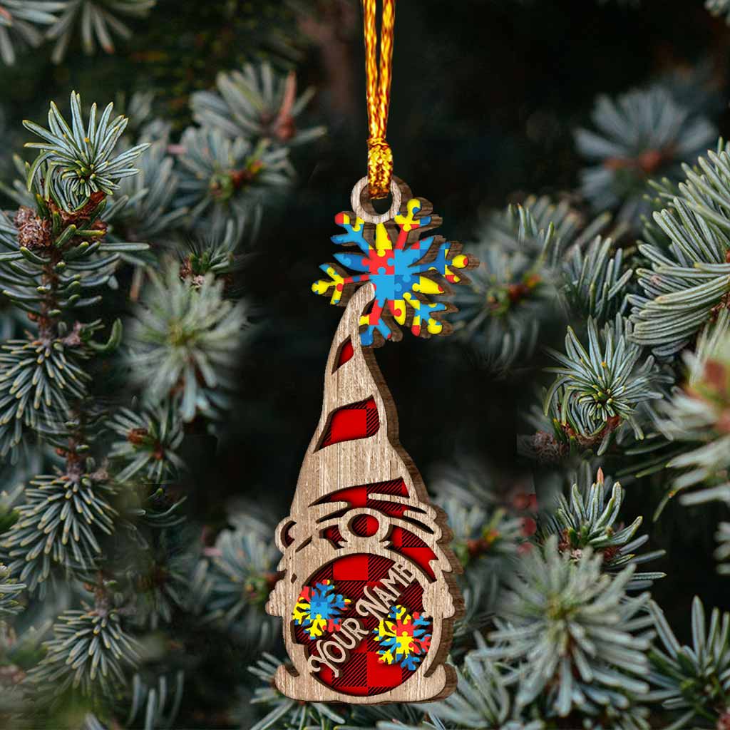 Accepter, comprendre, aimer - Ornement de Noël personnalisé en bois à plusieurs couches pour la sensibilisation à l'autisme