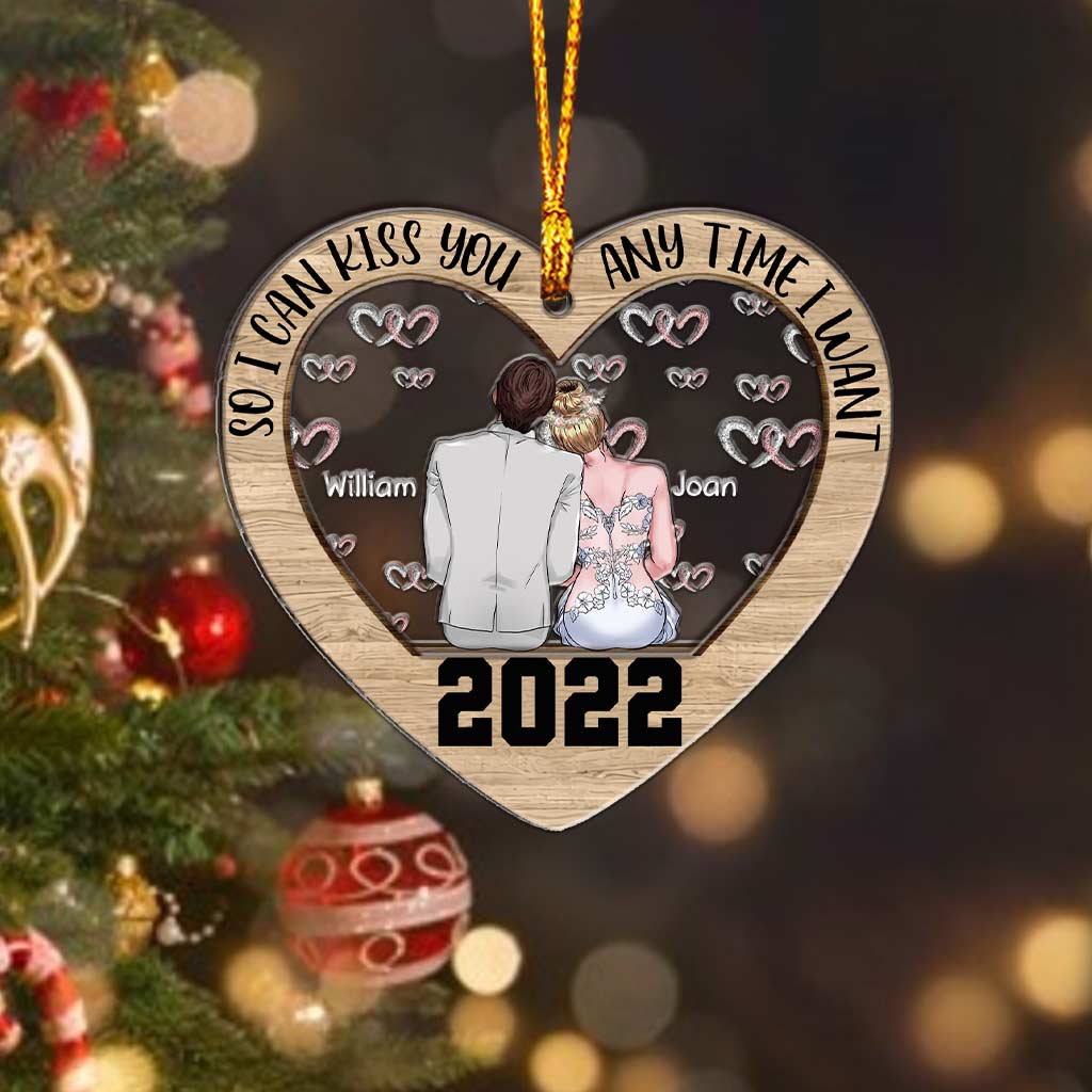 Pour que je puisse t'embrasser - Ornement de Noël personnalisé pour couple, composé de plusieurs couches