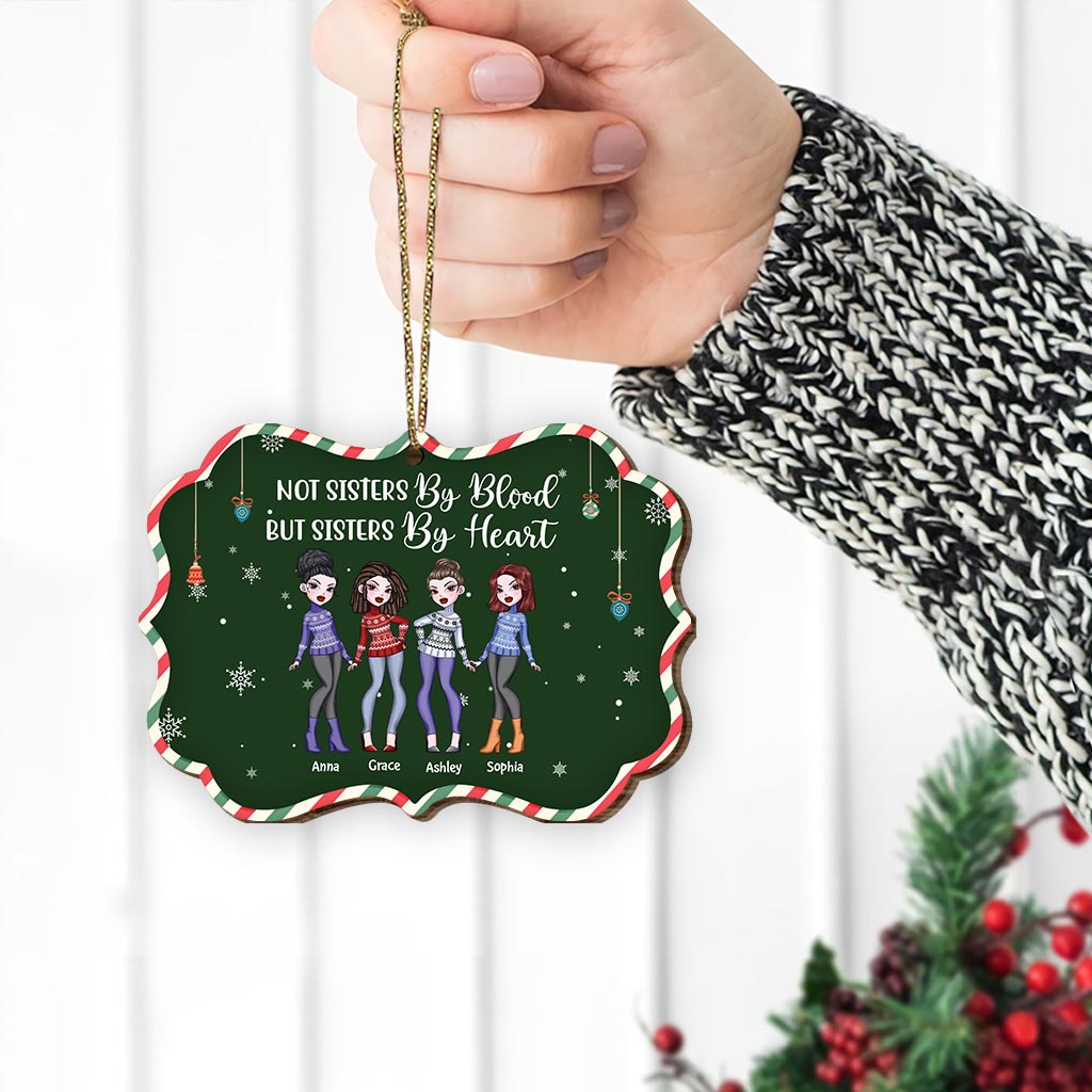 Sœur de cœur, mais pas sœur de sang - Carte de Noël personnalisée pour meilleures amies en bois à déplier