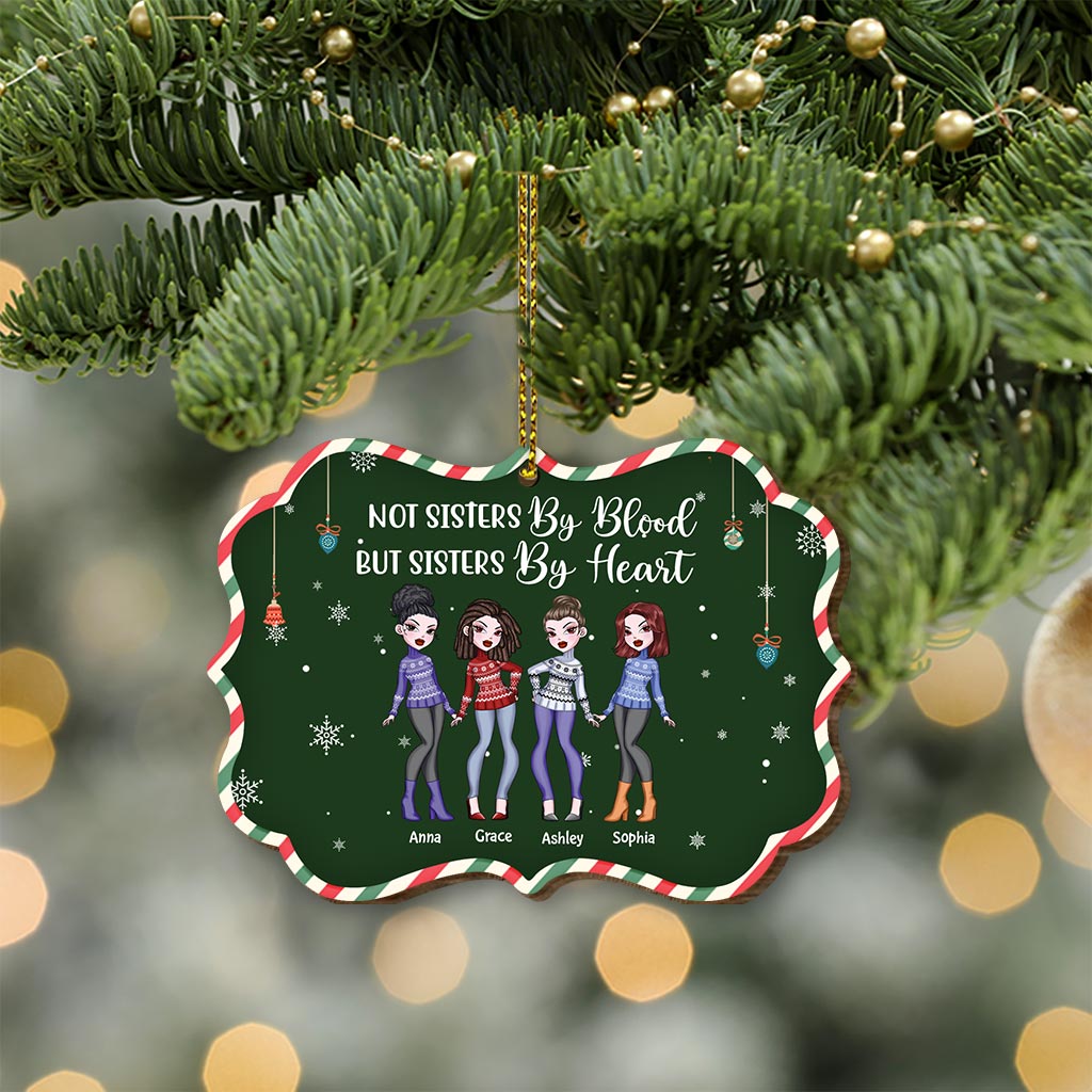 Sœur de cœur, mais pas sœur de sang - Carte de Noël personnalisée pour meilleures amies en bois à déplier