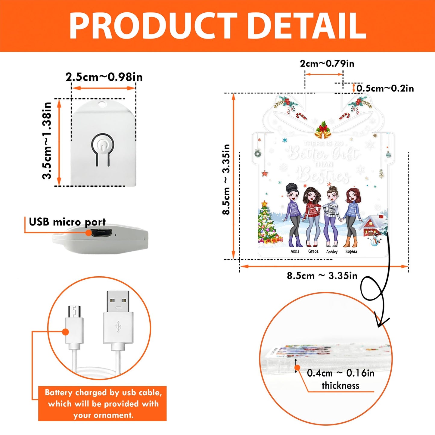 Il n'y a pas de meilleur cadeau que ses meilleures amies - Ornement de Noël personnalisé en acrylique LED en forme de meilleure amie