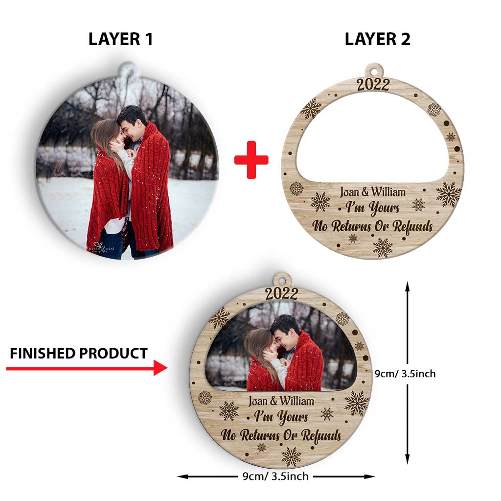 Je suis à toi - Ornement de Noël personnalisé pour couple, en bois à plusieurs couches