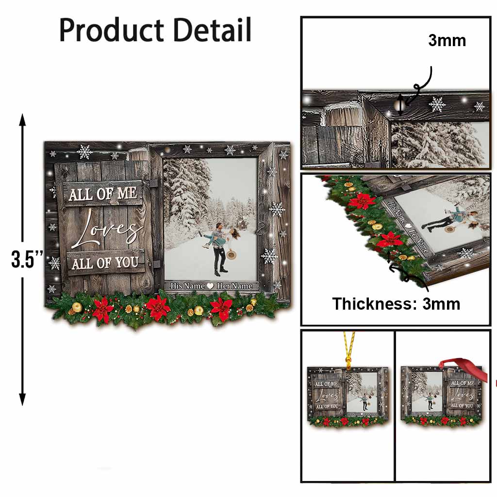 Je t'aime de tout mon cœur - Ornement de Noël personnalisé pour couple (Imprimé des deux côtés)