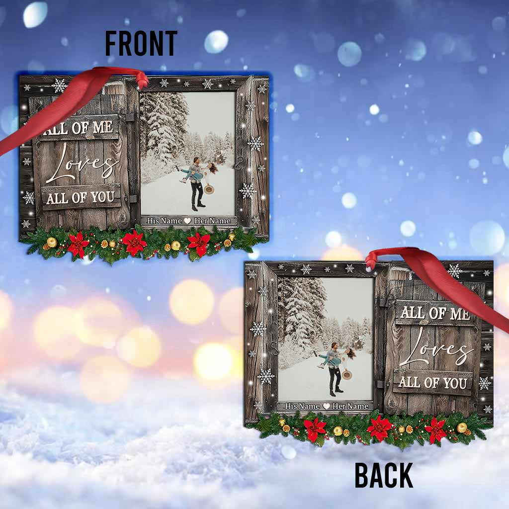 Je t'aime de tout mon cœur - Ornement de Noël personnalisé pour couple (Imprimé des deux côtés)