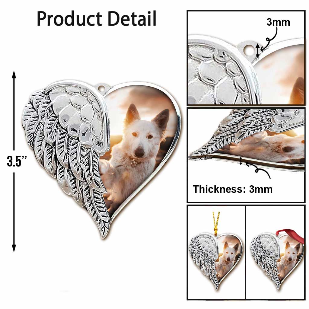 Je te garderai dans mon cœur jusqu'à ce que je te serre dans mes bras au paradis - Ornement de Noël personnalisé pour chien (Imprimé des deux côtés)