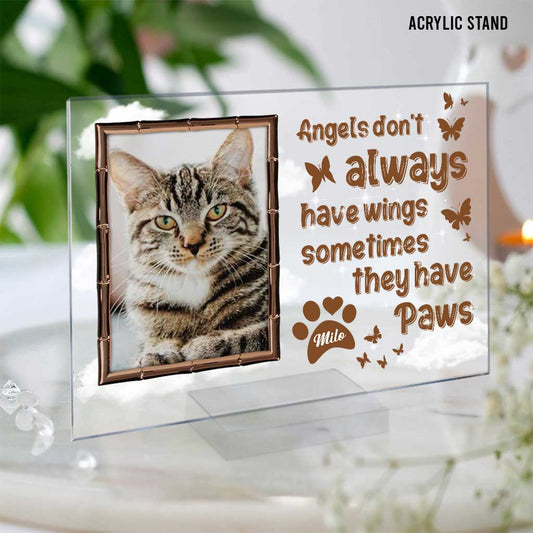 Les anges n'ont pas toujours d'ailes - Plaque acrylique transparente personnalisée pour chat
