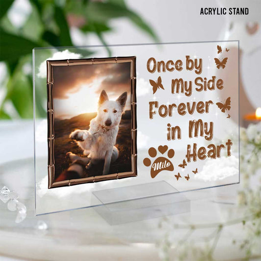 À mes côtés pour toujours dans mon cœur - Plaque acrylique transparente personnalisée pour chien