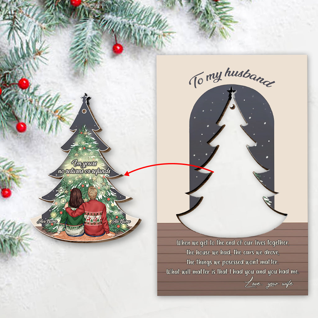 Quand nous arriverons à la fin de notre vie ensemble - Carte de Noël personnalisée pour couple, en bois, avec ornement à déplier