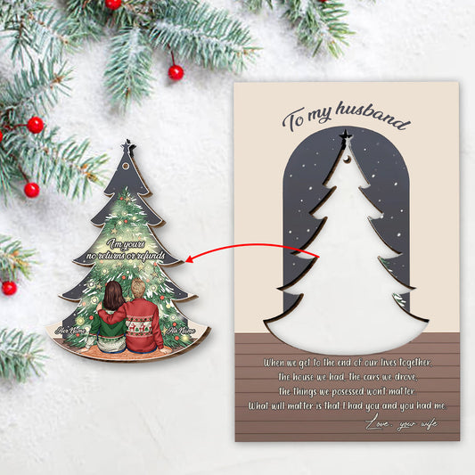 When We Get To The End Of Our Lives Together - Personalized Christmas Couple Wooden Card Pop Out Ornament