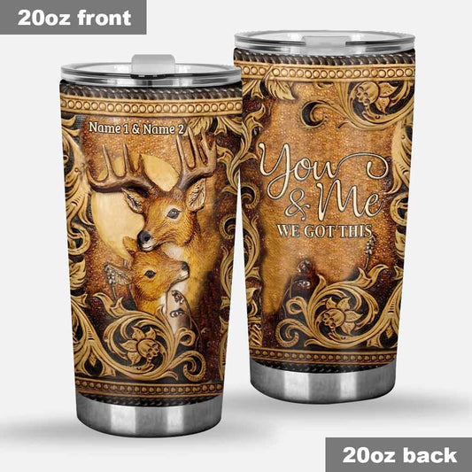 Magnifique cerf et biche - Gobelet isotherme de chasse personnalisé avec motif imprimé en 3D