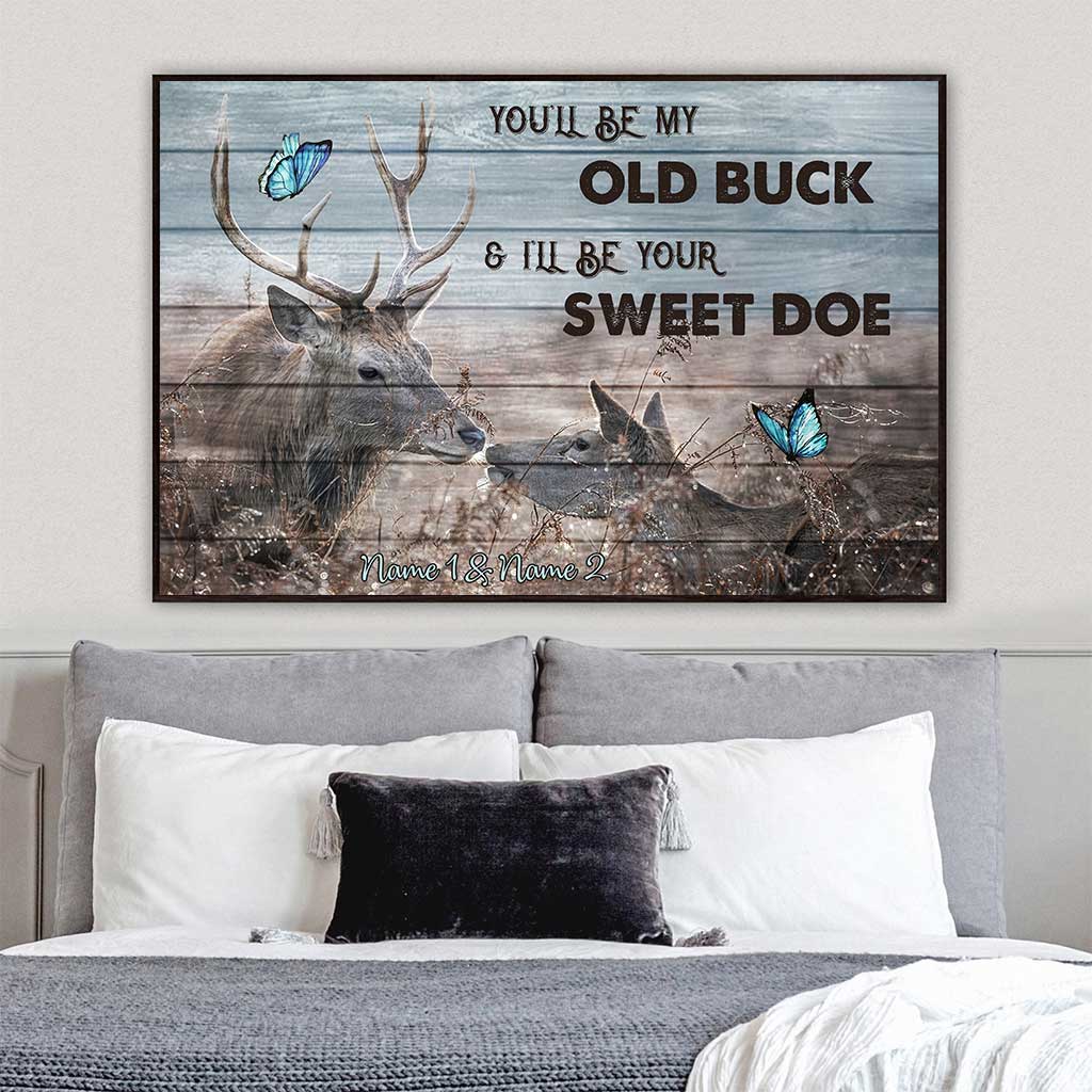 Old Buck Sweet Doe - Personalized Couple Hunting Poster