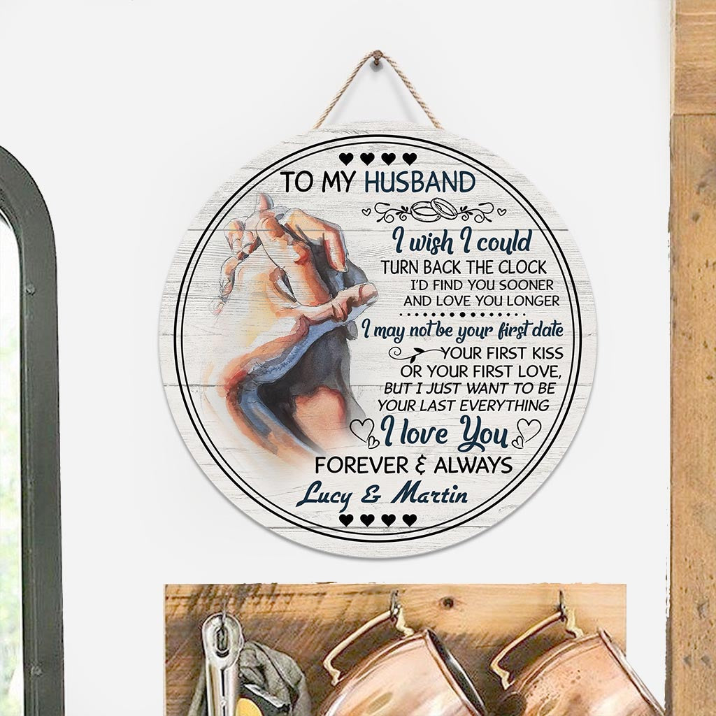 Si seulement je pouvais remonter le temps ! – Panneau rond en bois personnalisé pour couple