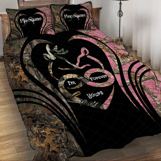 Je suis pour toujours - Ensemble de courtepointe de chasse personnalisé pour couples