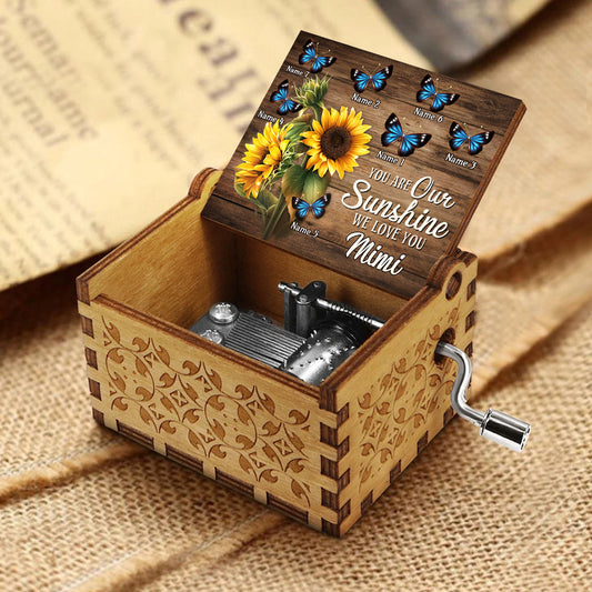 Tu es mon rayon de soleil - Cadeau pour grand-mère, papa, maman, grand-père - Boîte à musique à manivelle personnalisée