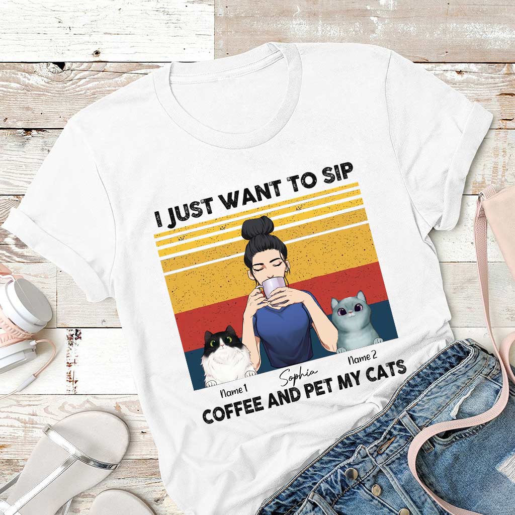Café pour mamans de chats - T-shirt et sweat à capuche personnalisés pour chats