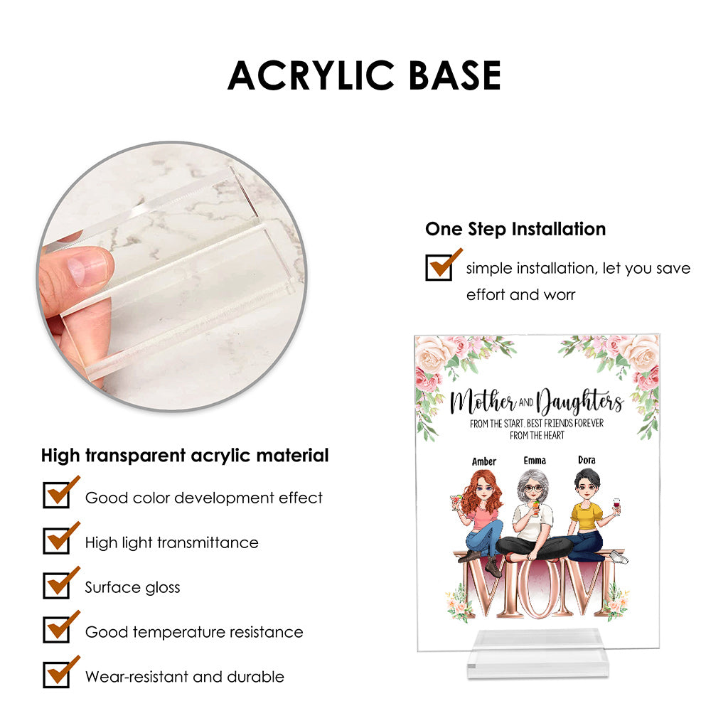 Mère et enfants, meilleurs amis pour toujours - Plaque acrylique transparente personnalisée pour la fête des mères